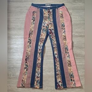 Striped Denim Corduroy Y2K Style Jeans Womans Sz 14 Stretchy Wide Leg